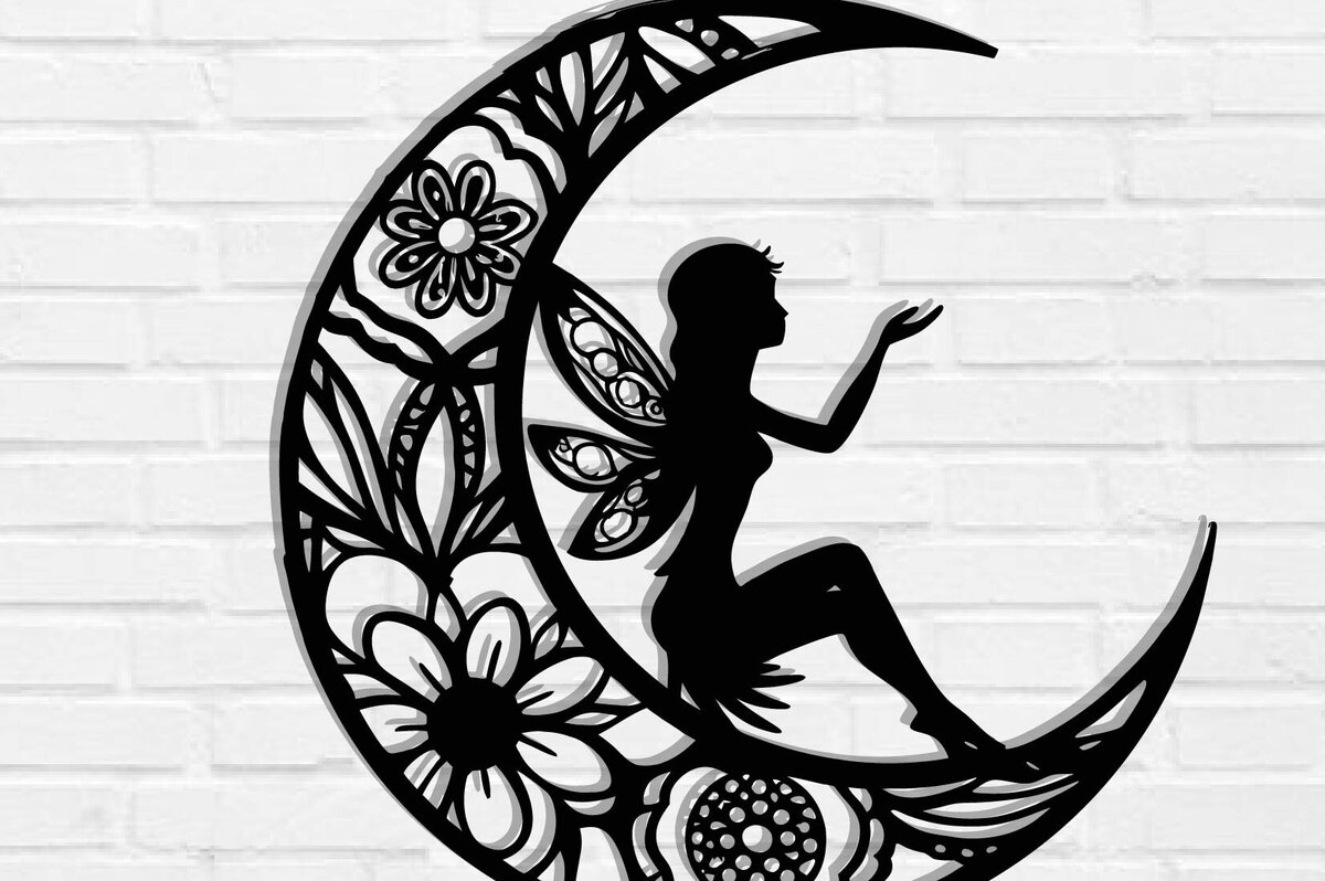 Intra απο ξύλο plywood  Χρώμα wenge 3mm-4mm πάχος - με λέιζερ Fairy on the Moon Δίασταση 40x50 cm INTRAFABR-87775523