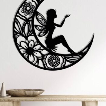 Intra απο ξύλο plywood  Χρώμα wenge 3mm-4mm πάχος - με λέιζερ Fairy on the Moon Δίασταση 40x50 cm INTRAFABR-87775523 - Image 2