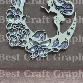 Intra απο ξύλο plywood  Χρώμα wenge 3mm-4mm πάχος - Laser Fairy on the Moon Δίασταση 20x20 cm INTRAFABR-87774639 - Image 1