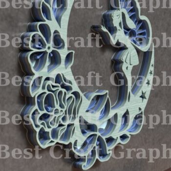 Intra απο ξύλο plywood  Χρώμα wenge 3mm-4mm πάχος - Laser Fairy on the Moon Δίασταση 20x20 cm INTRAFABR-87774639 - Image 2