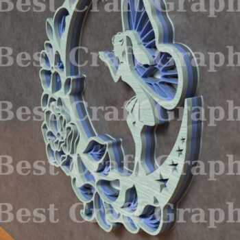 Intra απο ξύλο plywood  Χρώμα wenge 3mm-4mm πάχος - Laser Fairy on the Moon Δίασταση 20x20 cm INTRAFABR-87774639 - Image 3