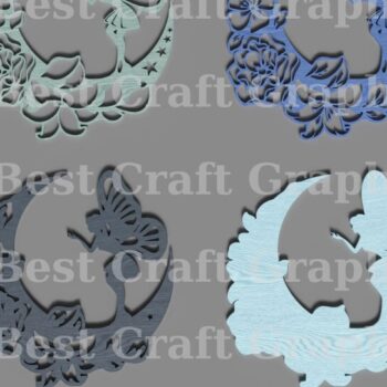 Intra απο ξύλο plywood  Χρώμα wenge 3mm-4mm πάχος - Laser Fairy on the Moon Δίασταση 20x20 cm INTRAFABR-87774639 - Image 5