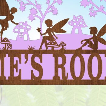 Intra απο ξύλο plywood  Χρώμα wenge 3mm-4mm πάχος - Σημάδι ονόματος σκηνής Fairy Laser 3 επιπέδων Δίασταση 30x20 cm INTRAFABR-87774784 - Image 4