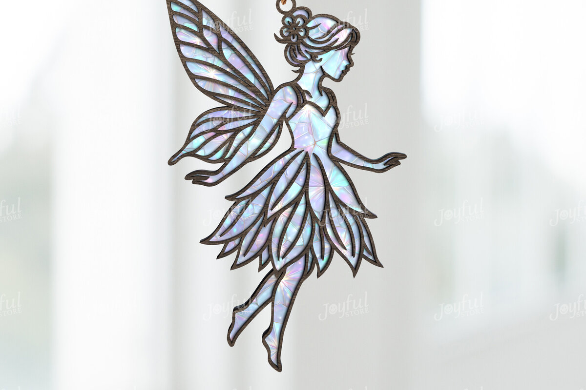 Intra απο ξύλο plywood  Χρώμα wenge 3mm-4mm πάχος - Fairy Silhouette Suncatcher Δίασταση 30x20 cm INTRAFABR-87774830