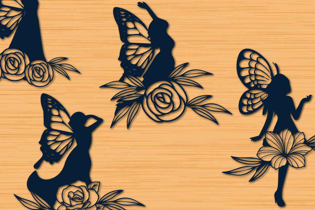 Intra απο ξύλο plywood  Χρώμα wenge 3mm-4mm πάχος - Πακέτο Fairy Wildflower Fly Δίασταση 20x20 cm INTRAFABR-74732335