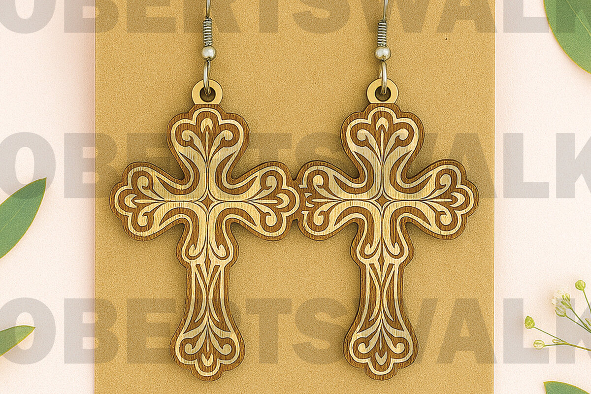 Intra απο ξύλο plywood  Χρώμα wenge 3mm-4mm πάχος - Σκουλαρίκια Faith Christian Δίασταση 3x3 cm INTRAFABR-74740872