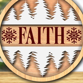 Intra απο ξύλο plywood  Χρώμα wenge 3mm-4mm πάχος - Faith-Χριστουγεννιάτικο Στολίδι Δίασταση 6x6 cm INTRAFABR-93576974 - Image 1