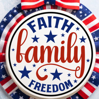 Intra απο ξύλο plywood  Χρώμα wenge 3mm-4mm πάχος - Faith Family Freedom USA στρογγυλή πινακίδα πόρτας Δίασταση 40x50 cm INTRAFABR-118485966 - Image 2
