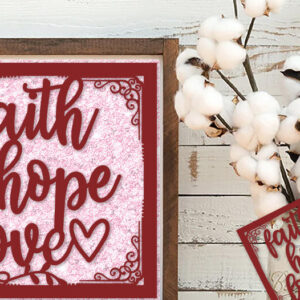 Intra απο ξύλο plywood  Χρώμα wenge 3mm-4mm πάχος - Faith Hope Love out Cards Δίασταση 5x7 cm INTRAFABR-118357008