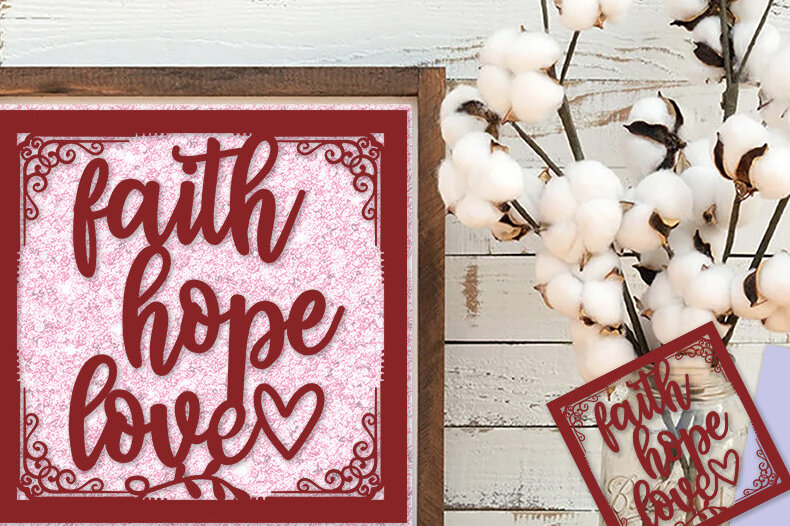 Intra απο ξύλο plywood  Χρώμα wenge 3mm-4mm πάχος - Faith Hope Love out Cards Δίασταση 5x7 cm INTRAFABR-118357008