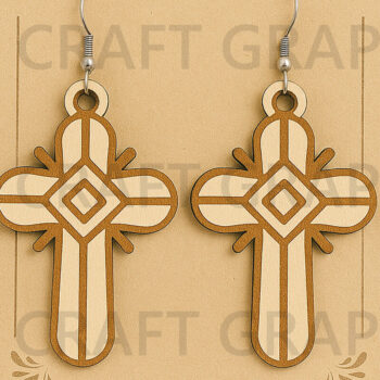 Intra απο ξύλο plywood  Χρώμα wenge 3mm-4mm πάχος - Faith Word Earrings – Inspiration Δίασταση 3x3 cm INTRAFABR-118348961 - Image 1