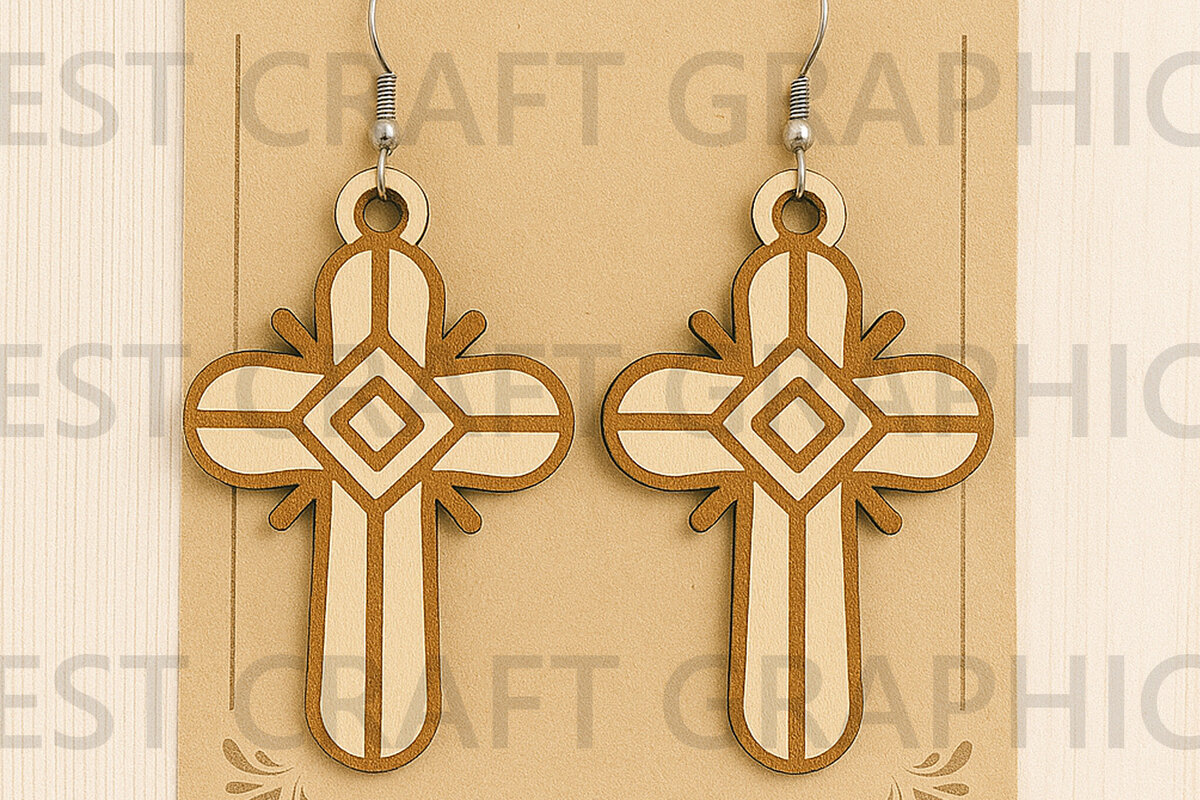 Intra απο ξύλο plywood  Χρώμα wenge 3mm-4mm πάχος - Faith Word Earrings – Inspiration Δίασταση 3x3 cm INTRAFABR-118348961