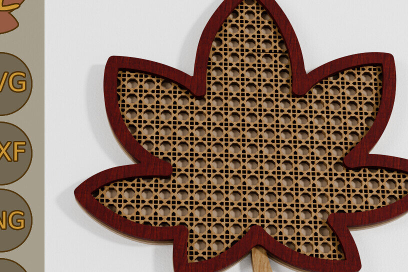 Intra απο ξύλο plywood  Χρώμα wenge 3mm-4mm πάχος - Φθινοπωρινό Φθινοπωρινό Φύλλο Rattan Διακόσμηση κοπής με λέιζερ Δίασταση 40x50 cm INTRAFABR-114399130