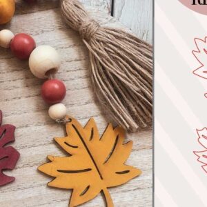 Intra απο ξύλο plywood  Χρώμα wenge 3mm-4mm πάχος - Φθινοπωρινό Beaded Garland Tag αποκοπής Δίασταση 15x15 cm INTRAFABR-119533946