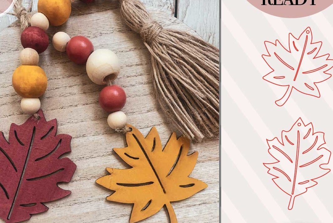 Intra απο ξύλο plywood  Χρώμα wenge 3mm-4mm πάχος - Φθινοπωρινό Beaded Garland Tag αποκοπής Δίασταση 15x15 cm INTRAFABR-119533946