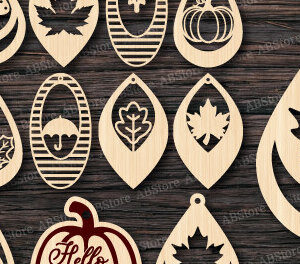 Intra απο ξύλο plywood  Χρώμα wenge 3mm-4mm πάχος - Φθινοπωρινό σκουλαρίκι με λέιζερ Δίασταση 3x3 cm INTRAFABR-96820616