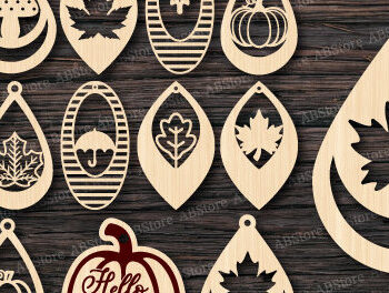 Intra απο ξύλο plywood  Χρώμα wenge 3mm-4mm πάχος - Φθινοπωρινό σκουλαρίκι με λέιζερ Δίασταση 3x3 cm INTRAFABR-96820616 - Image 1