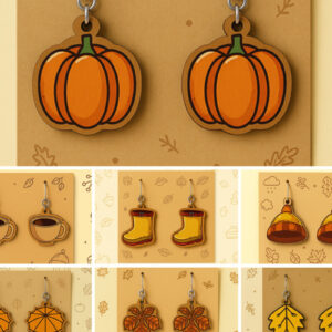 Intra απο ξύλο plywood  Χρώμα wenge 3mm-4mm πάχος - Φθινοπωρινά Σκουλαρίκια Πακέτο Δίασταση 3x3 cm INTRAFABR-98266046