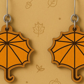 Intra απο ξύλο plywood  Χρώμα wenge 3mm-4mm πάχος - Φθινοπωρινά Σκουλαρίκια Πακέτο Δίασταση 3x3 cm INTRAFABR-98266046 - Image 5