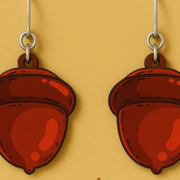 Intra απο ξύλο plywood  Χρώμα wenge 3mm-4mm πάχος - Φθινοπωρινά Σκουλαρίκια Πακέτο Δίασταση 3x3 cm INTRAFABR-98266046 - Image 10