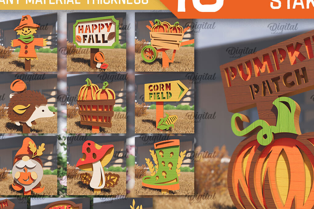 Intra απο ξύλο plywood  Χρώμα wenge 3mm-4mm πάχος - Πακέτο κοπής με λέιζερ Fall Garden Stakes Δίασταση 30x20 cm INTRAFABR-32209177