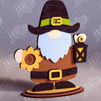 Intra απο ξύλο plywood  Χρώμα wenge 3mm-4mm πάχος - Fall Gnomes | Φθινοπωρινό σχέδιο | CNC Δίασταση 15x15 cm INTRAFABR-71786764 - Image 1