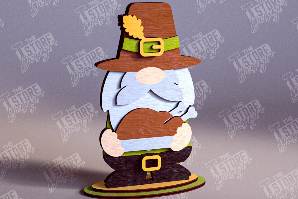 Intra απο ξύλο plywood  Χρώμα wenge 3mm-4mm πάχος - Fall Gnomes | Φθινοπωρινό σχέδιο | CNC Δίασταση 15x15 cm INTRAFABR-70287699