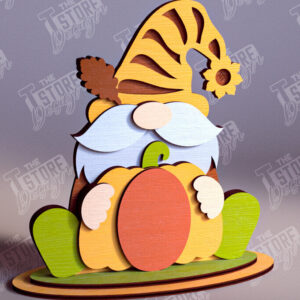 Intra απο ξύλο plywood  Χρώμα wenge 3mm-4mm πάχος - Fall Gnomes | Φθινοπωρινό σχέδιο | CNC Δίασταση 15x15 cm INTRAFABR-70289924