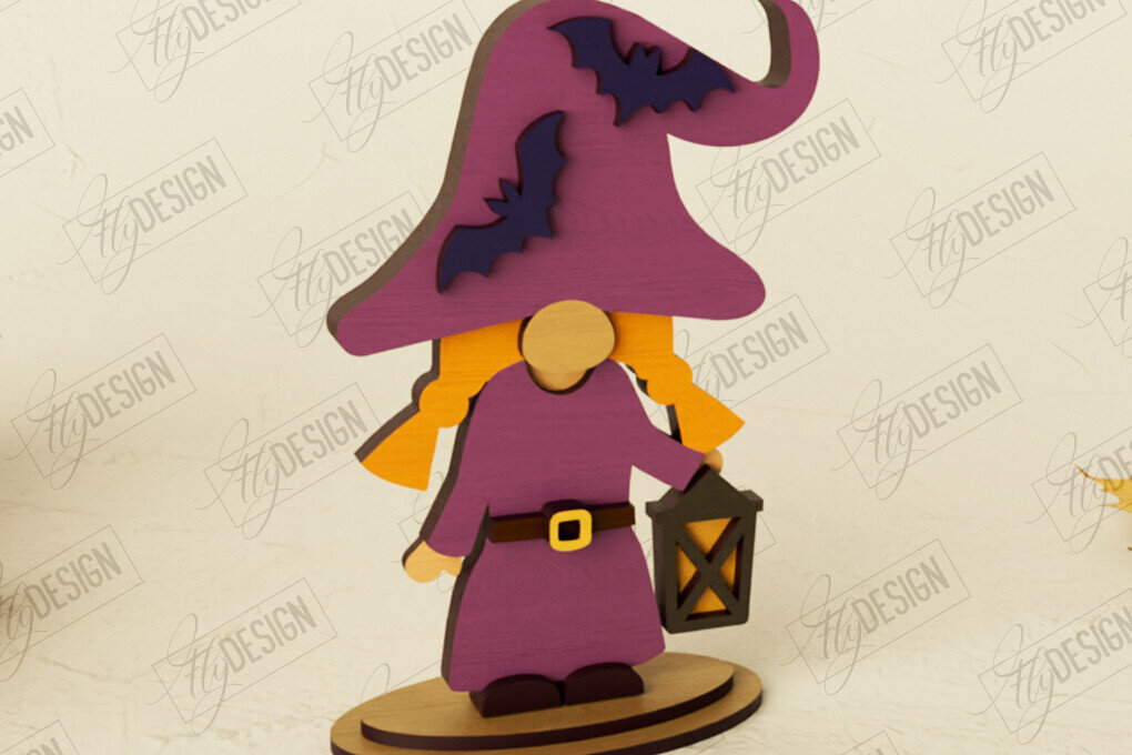 Intra απο ξύλο plywood  Χρώμα wenge 3mm-4mm πάχος - Fall Gnomes | Halloween Gnomes | CNC Δίασταση 15x15 cm INTRAFABR-71785599