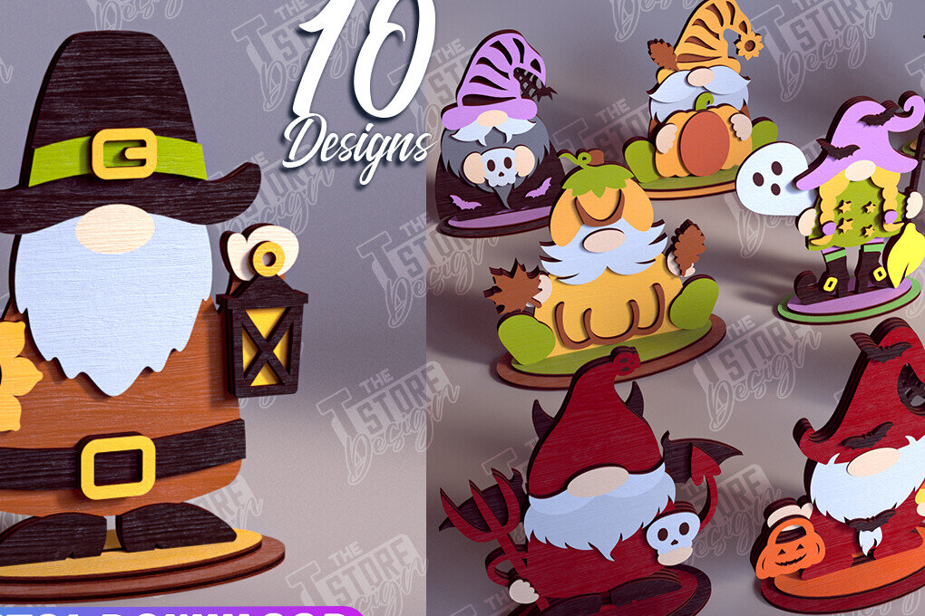 Intra απο ξύλο plywood  Χρώμα wenge 3mm-4mm πάχος - Πακέτο κοπής με λέιζερ Fall Gnomes | Αρχεία CNC Δίασταση 15x15 cm INTRAFABR-71785859