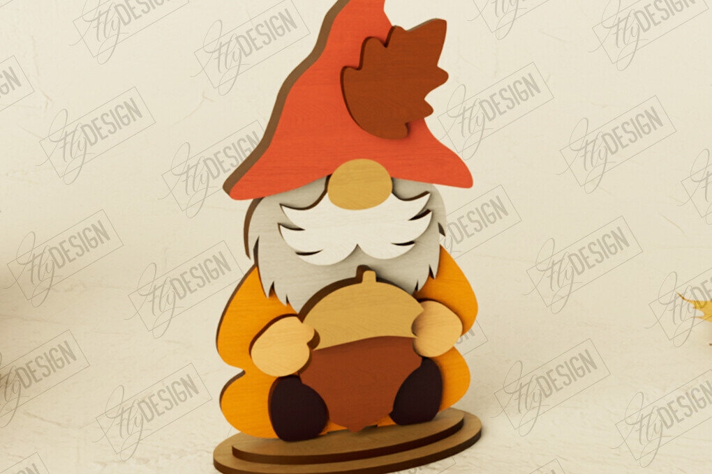 Intra απο ξύλο plywood  Χρώμα wenge 3mm-4mm πάχος - Fall Gnomes | Ημέρα των Ευχαριστιών | Συγκομιδή Δίασταση 15x15 cm INTRAFABR-70291798