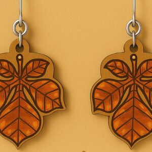 Intra απο ξύλο plywood  Χρώμα wenge 3mm-4mm πάχος - Φθινοπωρινά Σκουλαρίκια Cut Files Δίασταση 3x3 cm INTRAFABR-80062896