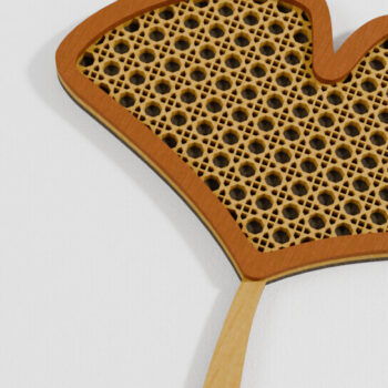 Intra απο ξύλο plywood  Χρώμα wenge 3mm-4mm πάχος - Fall Leaf Ginkgo Autumn Laser 3D Layered Δίασταση 40x50 cm INTRAFABR-80062916 - Image 1