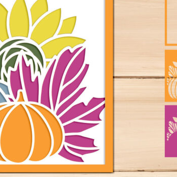 Intra απο ξύλο plywood  Χρώμα wenge 3mm-4mm πάχος - Fall Pumpkin Shadow Box, τρισδιάστατη Ημέρα των Ευχαριστιών Δίασταση 25x25 cm INTRAFABR-80088418 - Image 1