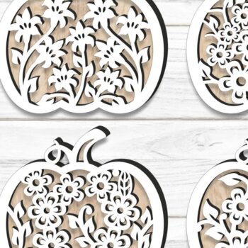 Intra απο ξύλο plywood  Χρώμα wenge 3mm-4mm πάχος - Fall Pumpkins Bundle , κοπής με λέιζερ Δίασταση 15x15 cm INTRAFABR-80089928 - Image 1