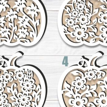 Intra απο ξύλο plywood  Χρώμα wenge 3mm-4mm πάχος - Fall Pumpkins Bundle , κοπής με λέιζερ Δίασταση 15x15 cm INTRAFABR-80089928 - Image 3