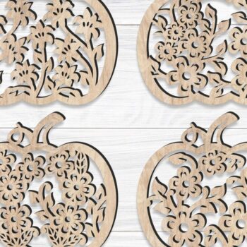 Intra απο ξύλο plywood  Χρώμα wenge 3mm-4mm πάχος - Fall Pumpkins Bundle , κοπής με λέιζερ Δίασταση 15x15 cm INTRAFABR-80089928 - Image 4