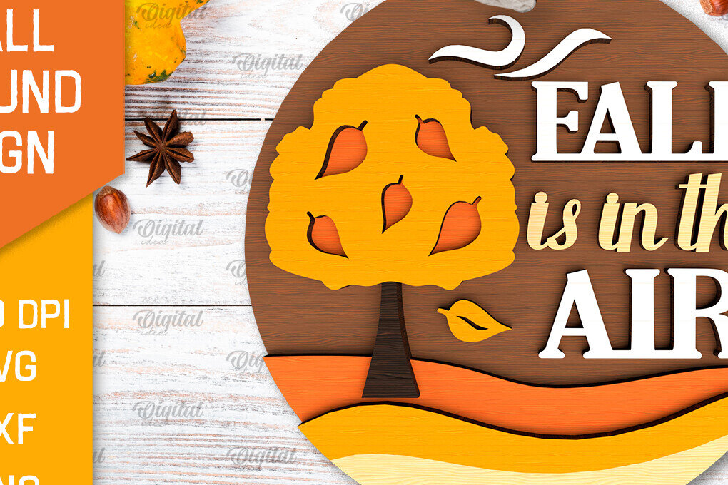 Intra απο ξύλο plywood  Χρώμα wenge 3mm-4mm πάχος - Στρογγυλή πινακίδα πτώσης με λέιζερ. Φθινοπωρινό σημάδι Δίασταση 30x20 cm INTRAFABR-80089953