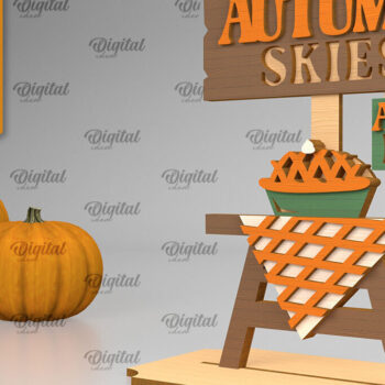 Intra απο ξύλο plywood Χρώμα wenge 3mm-4mm πάχος - Fall Standing Decor LaserCut. Φθινοπωρινό Δίασταση 30x20 cm INTRAFABR-113525222 - Image 1