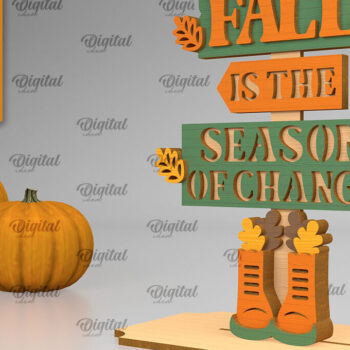 Intra απο ξύλο plywood  Χρώμα wenge 3mm-4mm πάχος - Fall Standing Decor LaserCut. Φθινοπωρινό Δίασταση 30x20 cm INTRAFABR-42151550 - Image 1