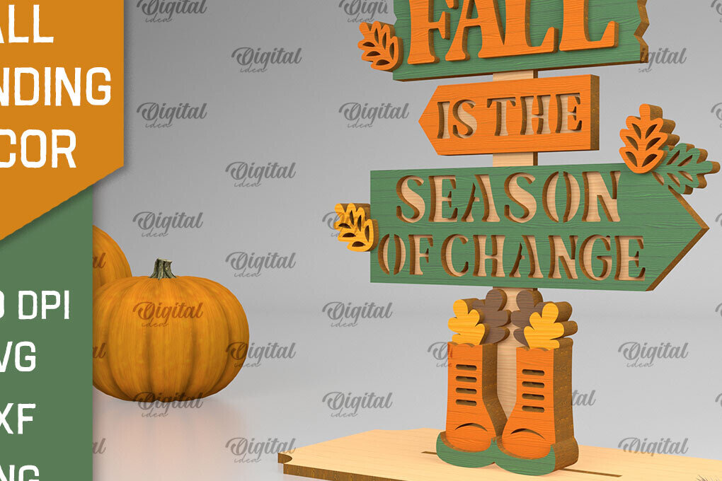 Intra απο ξύλο plywood  Χρώμα wenge 3mm-4mm πάχος - Fall Standing Decor LaserCut. Φθινοπωρινό Δίασταση 30x20 cm INTRAFABR-42151550