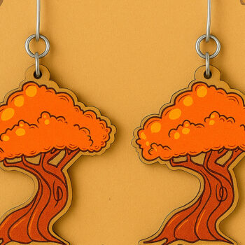 Intra απο ξύλο plywood  Χρώμα wenge 3mm-4mm πάχος - Φθινοπωρινά σκουλαρίκια Cut Δίασταση 3x3 cm INTRAFABR-101841349 - Image 1