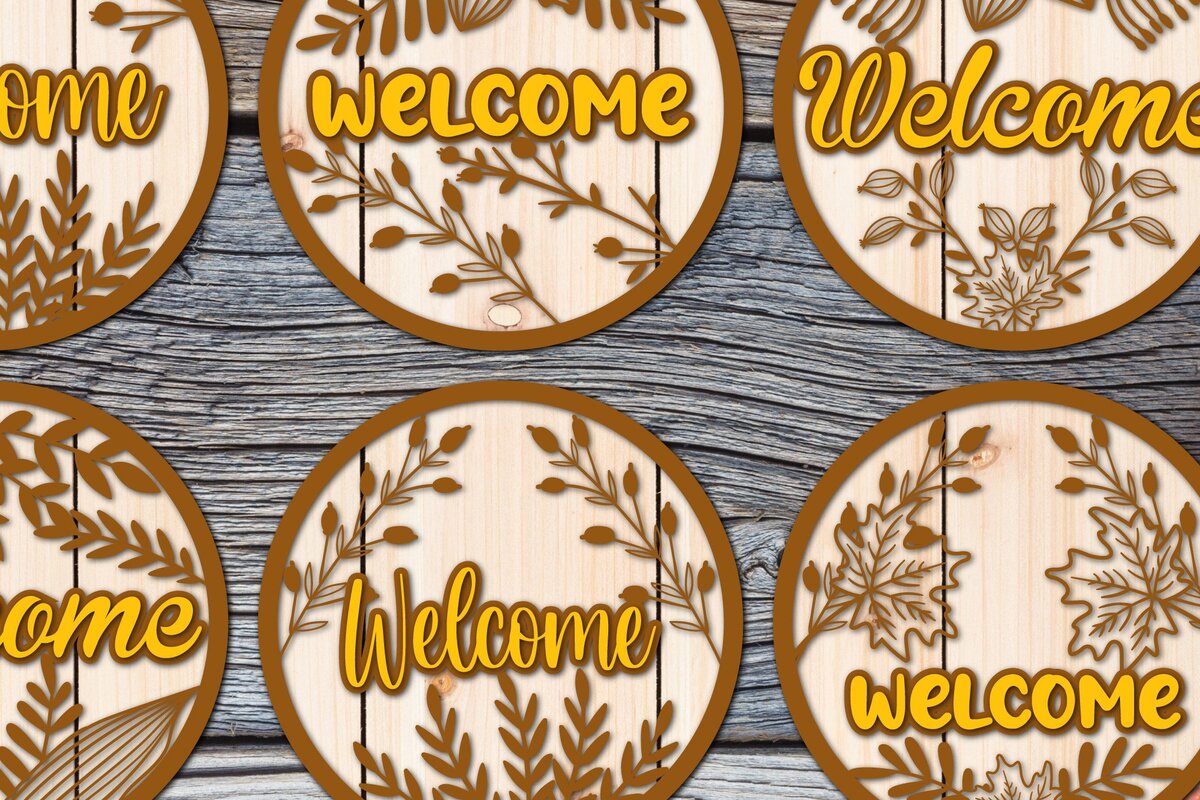 Intra απο ξύλο plywood  Χρώμα wenge 3mm-4mm πάχος - Πακέτο Κρεμάστρα Πόρτας με πινακίδα καλωσορίσματος για το φθινόπωρο Δίασταση 30x20 cm INTRAFABR-68525393