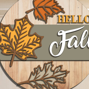 Intra απο ξύλο plywood  Χρώμα wenge 3mm-4mm πάχος - λέιζερ με σημάδι καλωσορίσματος φθινοπώρου Δίασταση 20x20 cm INTRAFABR-66865598 - Image 1