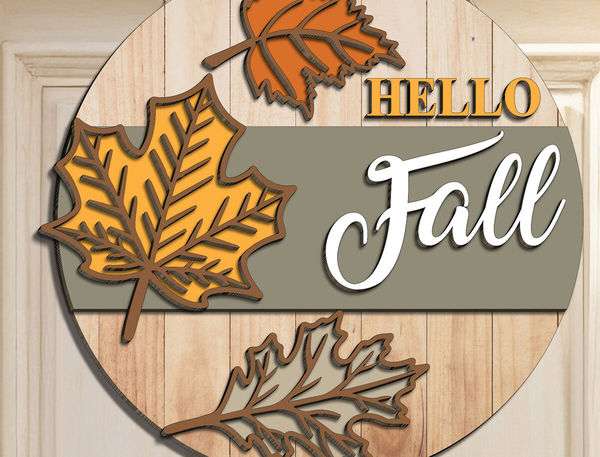 Intra απο ξύλο plywood  Χρώμα wenge 3mm-4mm πάχος - λέιζερ με σημάδι καλωσορίσματος φθινοπώρου Δίασταση 20x20 cm INTRAFABR-66865598