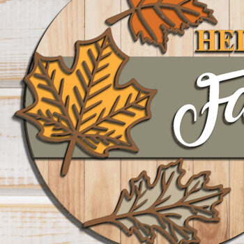 Intra απο ξύλο plywood  Χρώμα wenge 3mm-4mm πάχος - λέιζερ με σημάδι καλωσορίσματος φθινοπώρου Δίασταση 20x20 cm INTRAFABR-66865598 - Image 3