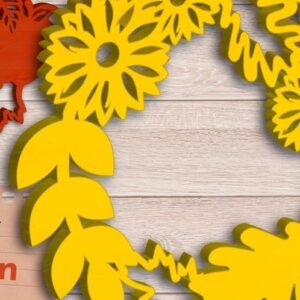 Intra απο ξύλο plywood  Χρώμα wenge 3mm-4mm πάχος - Φθινοπωρινό στεφάνι, Κρεμάστρα πόρτας φύλλων, φθινόπωρο Δίασταση 30x20 cm INTRAFABR-67508409