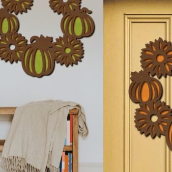 Intra απο ξύλο plywood  Χρώμα wenge 3mm-4mm πάχος - Φθινοπωρινό στεφάνι, κρεμάστρα πόρτας κολοκύθας, φθινόπωρο Δίασταση 30x20 cm INTRAFABR-67524438 - Image 3