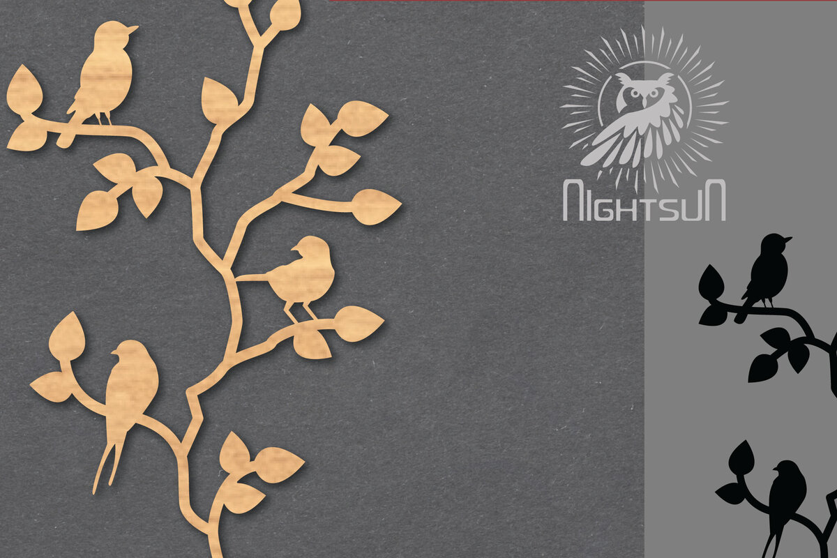 Intra απο ξύλο plywood  Χρώμα wenge 3mm-4mm πάχος - Διακόσμηση Family Birds 2 Δίασταση 20x20 cm INTRAFABR-41740229