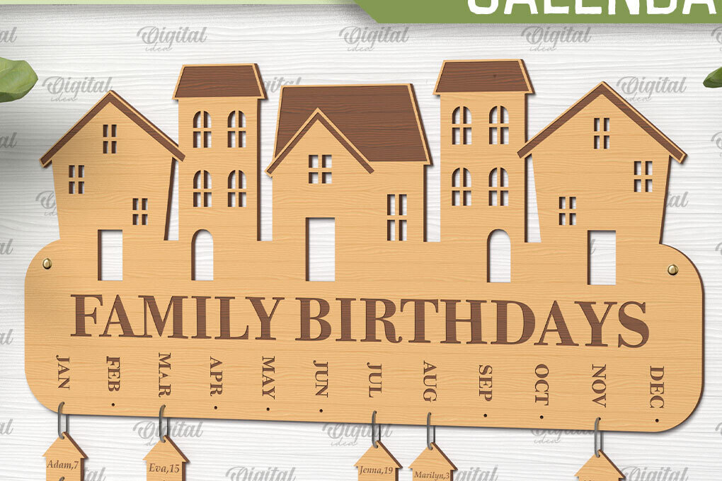 Intra απο ξύλο plywood  Χρώμα wenge 3mm-4mm πάχος - Οικογενειακό ημερολόγιο γενεθλίων Δίασταση 20x20 cm INTRAFABR-27748140